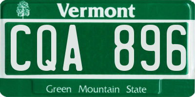 VT license plate CQA896
