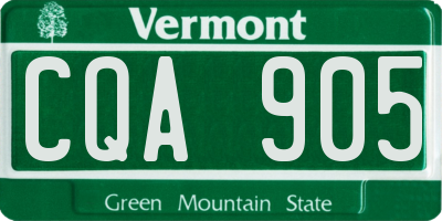 VT license plate CQA905