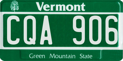 VT license plate CQA906