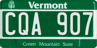 VT license plate CQA907