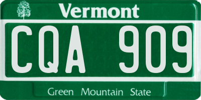 VT license plate CQA909