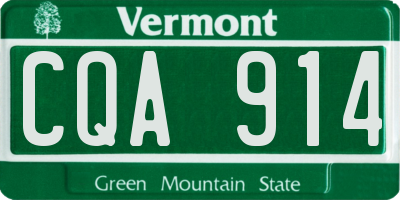 VT license plate CQA914