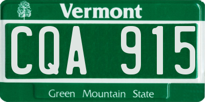 VT license plate CQA915