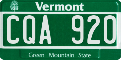 VT license plate CQA920