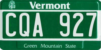 VT license plate CQA927
