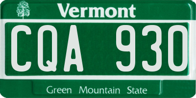 VT license plate CQA930