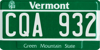 VT license plate CQA932