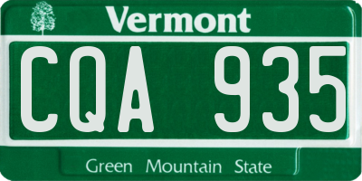 VT license plate CQA935