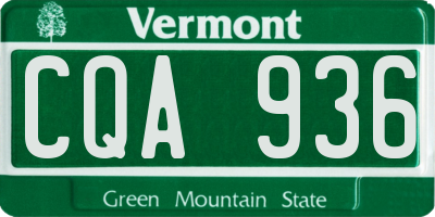 VT license plate CQA936