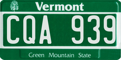 VT license plate CQA939