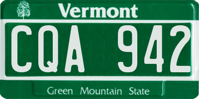 VT license plate CQA942