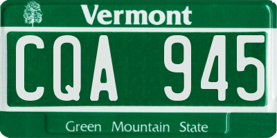 VT license plate CQA945