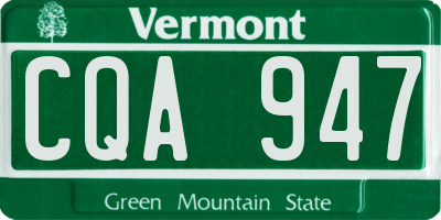 VT license plate CQA947