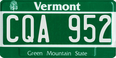 VT license plate CQA952