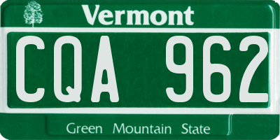 VT license plate CQA962