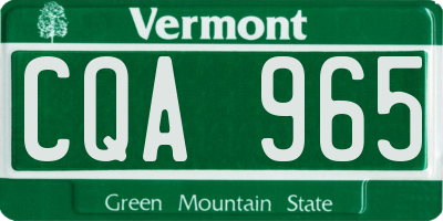 VT license plate CQA965