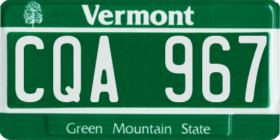 VT license plate CQA967