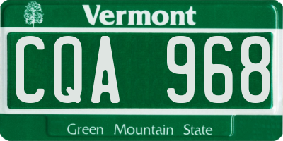 VT license plate CQA968