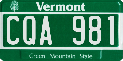 VT license plate CQA981
