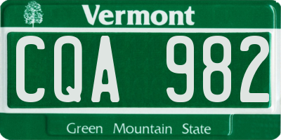 VT license plate CQA982