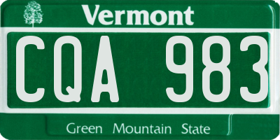 VT license plate CQA983