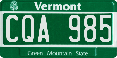 VT license plate CQA985