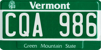 VT license plate CQA986