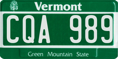VT license plate CQA989