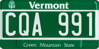VT license plate CQA991