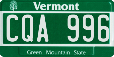 VT license plate CQA996