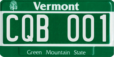 VT license plate CQB001