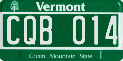 VT license plate CQB014