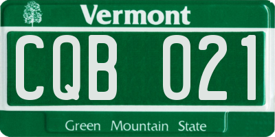 VT license plate CQB021