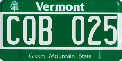 VT license plate CQB025