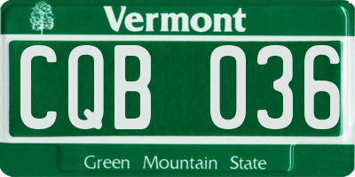 VT license plate CQB036