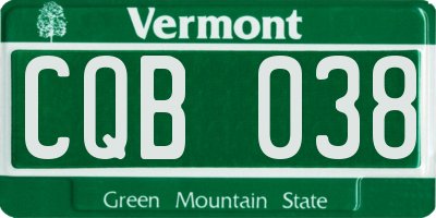 VT license plate CQB038
