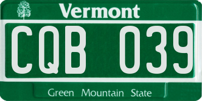 VT license plate CQB039