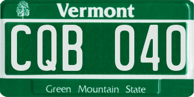 VT license plate CQB040