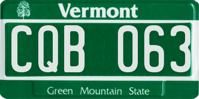 VT license plate CQB063