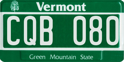 VT license plate CQB080