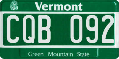 VT license plate CQB092