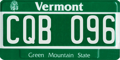 VT license plate CQB096