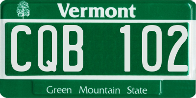 VT license plate CQB102