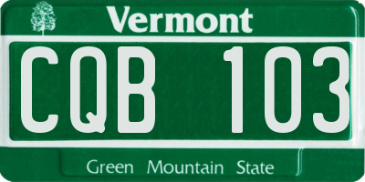 VT license plate CQB103