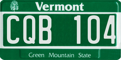 VT license plate CQB104