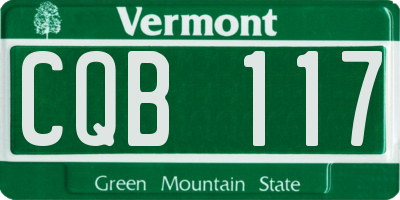 VT license plate CQB117