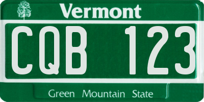 VT license plate CQB123