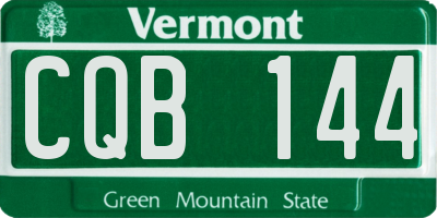 VT license plate CQB144