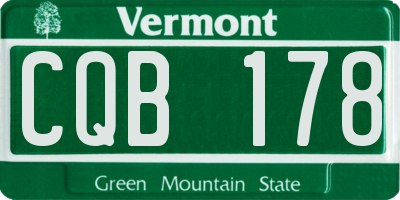 VT license plate CQB178
