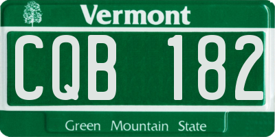 VT license plate CQB182